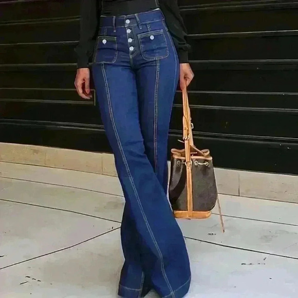 Dark Wash Casual Women's European And American Style Unique Personality Jeans - Picture 1 of 4